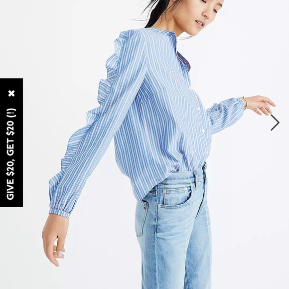 Madewell Striped Frill-Sleeve Shirt - Picture 6 of 6